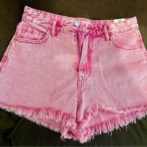 PacSun Pink Jean Shorts High-Waisted Frayed Hem